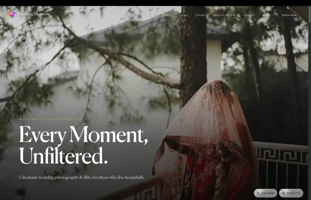 Wedding Memorie website preview built by Brandomize in Hisar