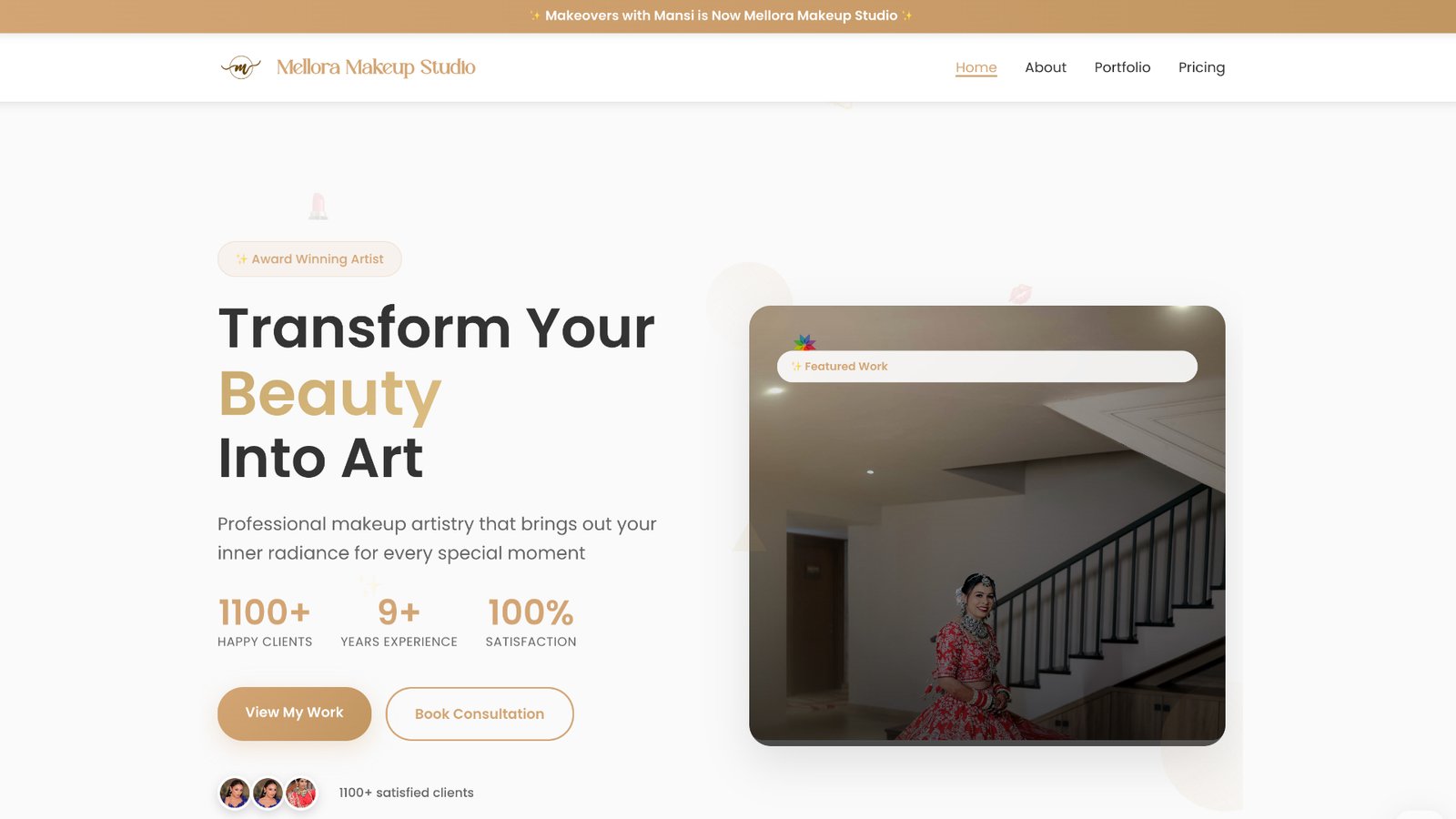 Mellora Makeup Studio — Beauty website by Brandomize