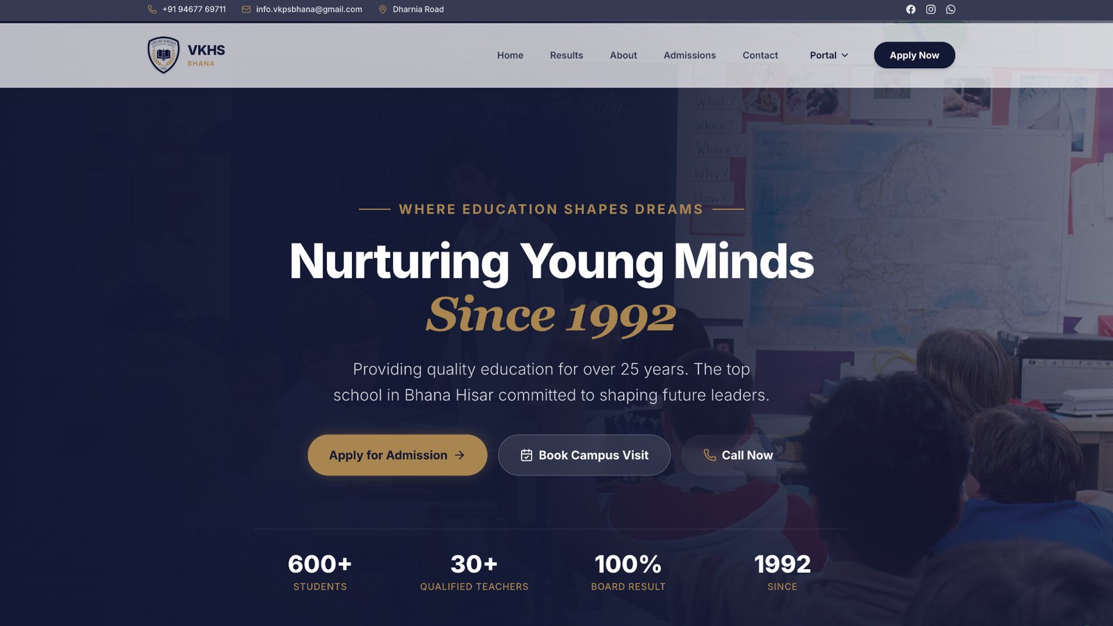 VKHS Bhana — Education website by Brandomize
